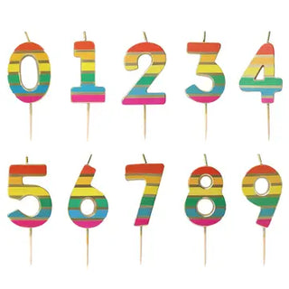 Rainbow Gold Number Candles