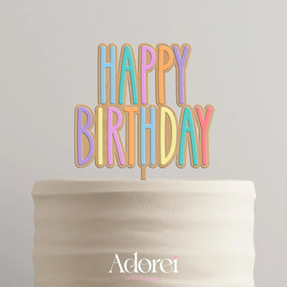 Happy Birthday Cake Topper - Rainbow Pastel