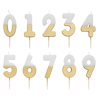 White & Gold Number Candles
